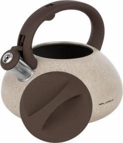 Florina Lava Fluitketel RVS Met Steen Coating 2,5L Voor Alle Warmtebronnen - Waterketel - Waterkoker - Cool Touch Handvat - Bruin / Beige -Aanbiedingen Tefal Winkel 1030x1200 1