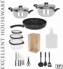 Excellent Houseware 18-delige Keukenset - RVS