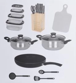Excellent Houseware 18-delige Keukenset - RVS -Aanbiedingen Tefal Winkel 1095x1200