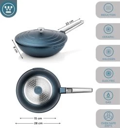 Westinghouse Performance Series - Wokpan Inductie - 28cm Luxe Wok Met Deksel - Blauw - Geschikt Voor Alle Warmtebronnen -Aanbiedingen Tefal Winkel 1120x1200 1