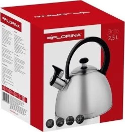 Florina Brillo Fluitketel 2,5L Voor Alle Warmtebronnen - Waterketel - Geborsteld RVS Zilver -Aanbiedingen Tefal Winkel 1139x1200 1
