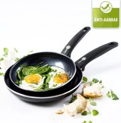 GreenPan Cambridge Koekenpannenset Ø 24cm + Ø 28cm - Zwart - Inductie - PFAS-vrij -Aanbiedingen Tefal Winkel 1179x1200
