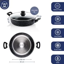 Westinghouse Hapjespan Inductie - Ø 32 Cm - Zwart Marmer - Met Deksel -Aanbiedingen Tefal Winkel 1190x1200 3