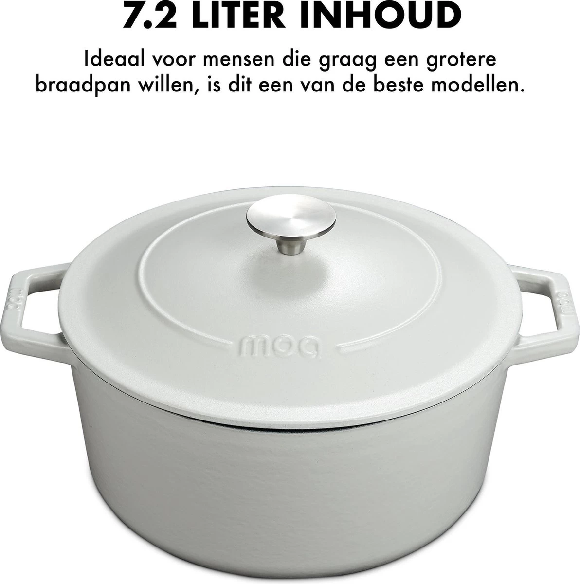 MOA Gietijzeren Braadpan - Inhoud 7,2 Liter - 30CM - Rond - Alle Warmtebronnen - Ook Voor Inductie - Gewicht 7,3 Kg - Wit - C30W 3 MOA Gietijzeren Braadpan - Inhoud 7,2 Liter - 30CM - Rond - Alle Warmtebronnen - Ook Voor Inductie - Gewicht 7,3 Kg - Wit - C30W - Afbeelding 3