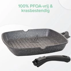 Coninx Grillpan 28CM - Steakpan - Afneembare Handgreep - PFAS-vrij - Grijs -Aanbiedingen Tefal Winkel 1198x1200 19