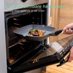 Coninx Grillpan 28CM - Steakpan - Afneembare Handgreep - PFAS-vrij - Grijs -Aanbiedingen Tefal Winkel 1198x1200 20