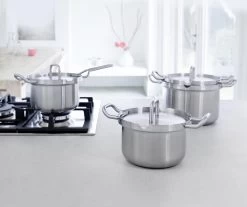 BK Q-linair Master RVS Pannenset - 5-delig - Veilig Afgietsysteem -Aanbiedingen Tefal Winkel 1200x1008