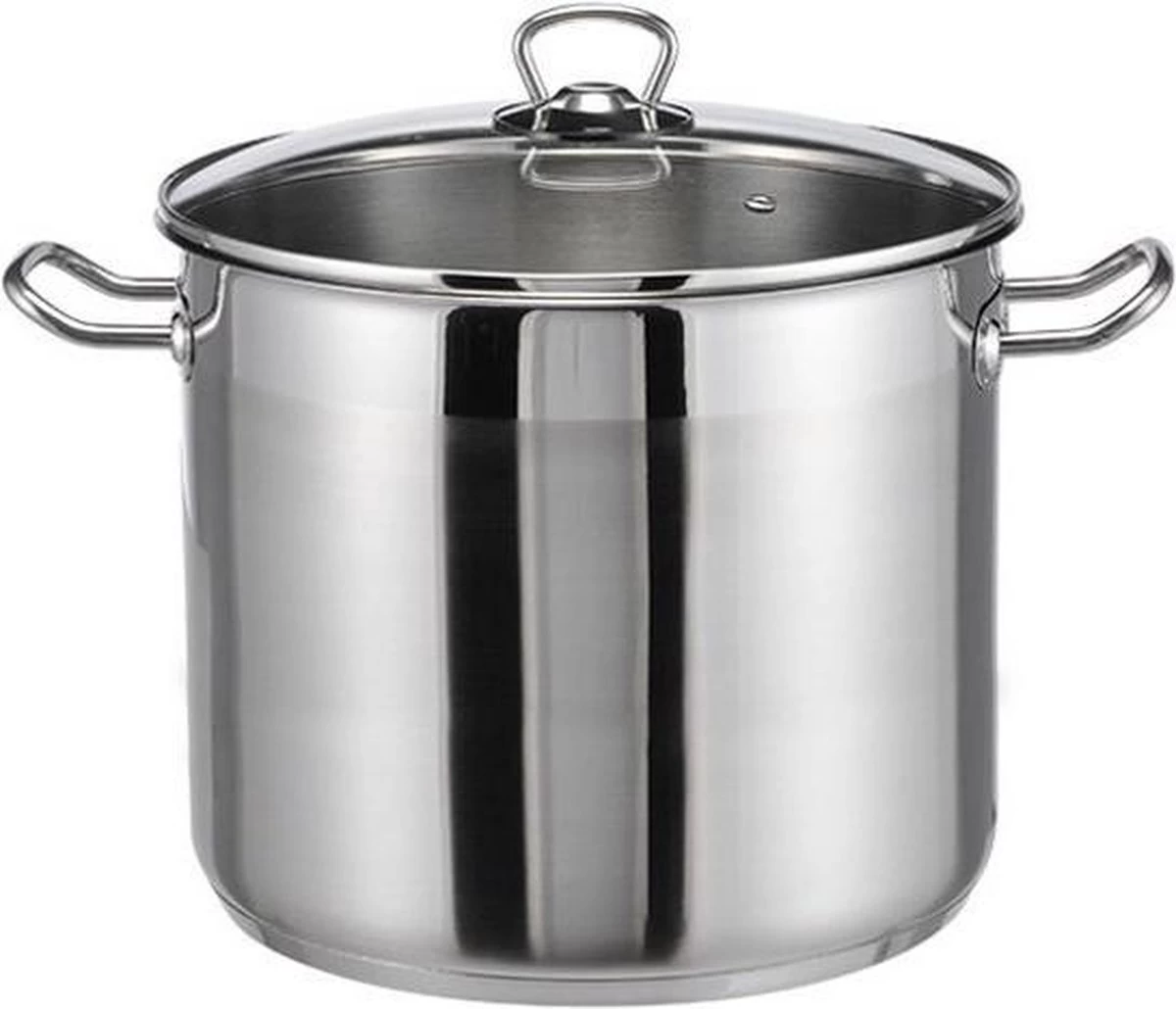 RVS Soeppan Met Glazen Deksel - 15 Liter - Vaatwasserbestendig 1 RVS Soeppan Met Glazen Deksel - 15 Liter - Vaatwasserbestendig