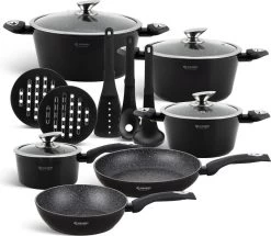 Edënbërg Black Line - 15-delige Luxe Pannenset Van Gesmeed Aluminium