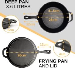 Nuovva 2-in-1 Gietijzeren Steelpan En Braadpan Of Grillplaat Met Dubbel Functie Koekenpan Deksel - 3 Liter - 26cm 9 Nuovva 2-in-1 Gietijzeren Steelpan En Braadpan Of Grillplaat Met Dubbel Functie Koekenpan Deksel - 3 Liter - 26cm -Aanbiedingen Tefal Winkel 1200x1086 1