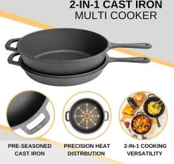 Nuovva 2-in-1 Gietijzeren Steelpan En Braadpan Of Grillplaat Met Dubbel Functie Koekenpan Deksel - 3 Liter - 26cm 8 Nuovva 2-in-1 Gietijzeren Steelpan En Braadpan Of Grillplaat Met Dubbel Functie Koekenpan Deksel - 3 Liter - 26cm -Aanbiedingen Tefal Winkel 1200x1134