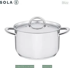 Sola Pannenset Blizz - 4 Delig - Ø Cm - Zilver - RVS - Sandwichbodem -Aanbiedingen Tefal Winkel 1200x1160