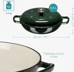 Navaris Gietijzeren Stoofpan Met Deksel- 3,5 Liter Gietijzeren Ovenschaal Van Email - Geschikt Voor Alle Warmtebronnen - Groen 9 Navaris Gietijzeren Stoofpan Met Deksel- 3,5 Liter Gietijzeren Ovenschaal Van Email - Geschikt Voor Alle Warmtebronnen - Groen -Aanbiedingen Tefal Winkel 1200x1171 2