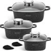 Edënbërg Stonetec Line - 8-delige Luxe Pannenset Van Gesmeed Aluminium - Zwart
