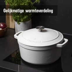 Daumonet Carême Blanc Gietijzeren Braadpan - Sudderpan Wit - Rond - Ø 26 Cm - 4,4 Liter - 100% PFAS & PFOA Vrij - Emaille - Geschikt Voor Alle Warmtebronnen - Elektrisch - Gas - Halogeen - Inductie - Keramisch - Vaatwasserbestendig -Aanbiedingen Tefal Winkel 1200x1200 1011
