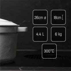 Daumonet Carême Blanc Gietijzeren Braadpan - Sudderpan Wit - Rond - Ø 26 Cm - 4,4 Liter - 100% PFAS & PFOA Vrij - Emaille - Geschikt Voor Alle Warmtebronnen - Elektrisch - Gas - Halogeen - Inductie - Keramisch - Vaatwasserbestendig -Aanbiedingen Tefal Winkel 1200x1200 1012