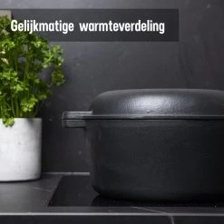 Daumonet Ducasse Gietijzeren Double Use Braadpan - Combi Sudderpan Zwart - 2-in-1 Bak- En Braadpan - PFAS & PFOA Vrij - Rond - Ø 26 Cm - 4,4 Liter - Emaille - Alle Warmtebronnen - Elektrisch - Gas - Halogeen - Inductie - Keramisch -Aanbiedingen Tefal Winkel 1200x1200 1038