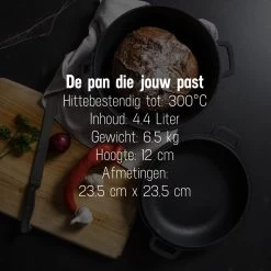 Daumonet Ducasse Gietijzeren Double Use Braadpan - Combi Sudderpan Zwart - 2-in-1 Bak- En Braadpan - PFAS & PFOA Vrij - Rond - Ø 26 Cm - 4,4 Liter - Emaille - Alle Warmtebronnen - Elektrisch - Gas - Halogeen - Inductie - Keramisch -Aanbiedingen Tefal Winkel 1200x1200 1040