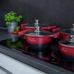 Herenthal Pannenset Inductie - Luxe 10-delige Koekenpan Inductie - Voor Alle Warmtebronnen - Pannen Met Glazen Deksels En Koudgrepen - Rood / Zwart- 6 Pannen -Aanbiedingen Tefal Winkel 1200x1200 144