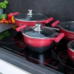 Herenthal Pannenset Inductie - Luxe 10-delige Koekenpan Inductie - Voor Alle Warmtebronnen - Pannen Met Glazen Deksels En Koudgrepen - Rood / Zwart- 6 Pannen -Aanbiedingen Tefal Winkel 1200x1200 146