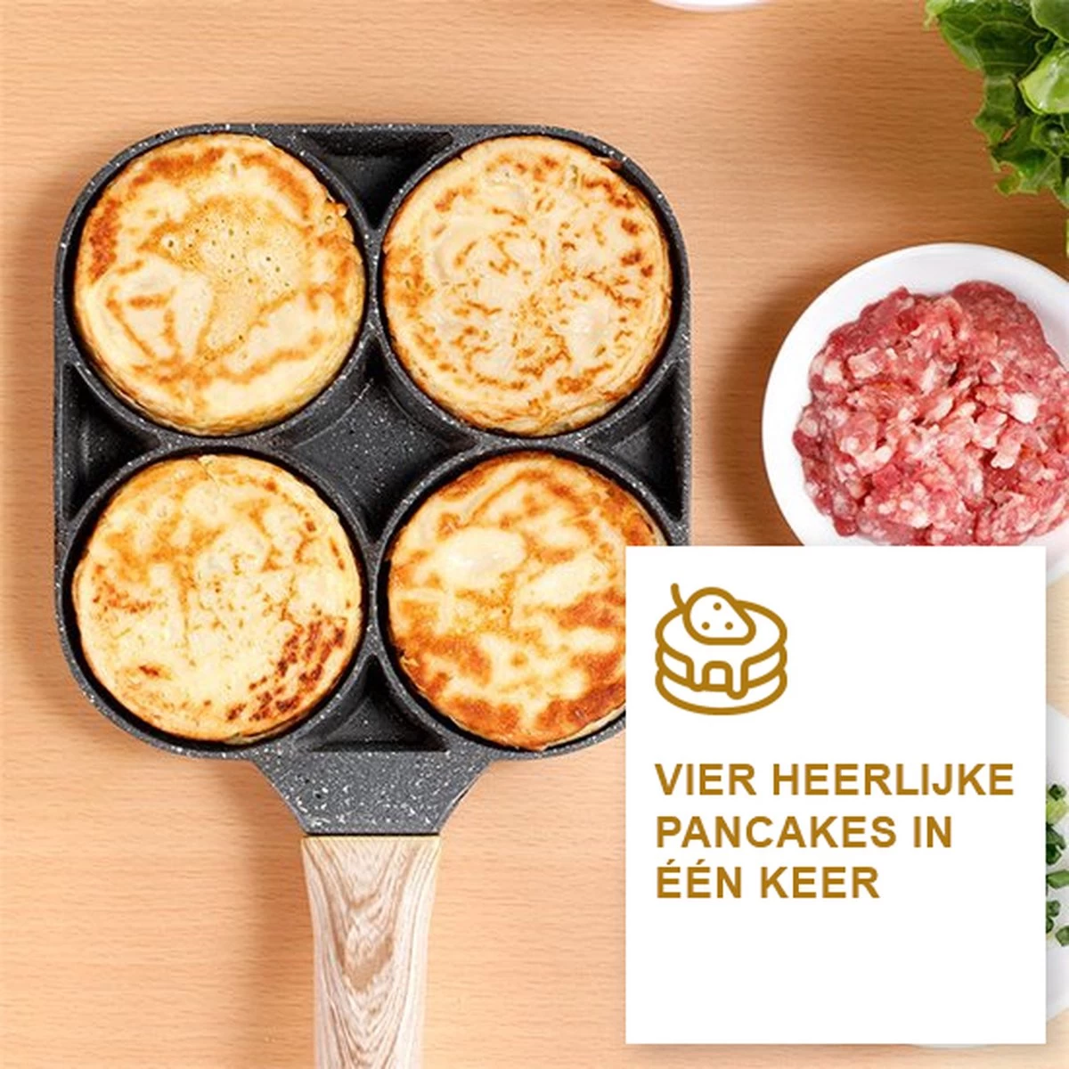Alora 4-Delige Pannenkoekenpan - Pannenkoeken Maker - Cakemaker - Omeletpan - Omeletmaker - Eierpan - Koekjes Maker - 4-in-1 Pannenset 4 Alora 4-Delige Pannenkoekenpan - Pannenkoeken Maker - Cakemaker - Omeletpan - Omeletmaker - Eierpan - Koekjes Maker - 4-in-1 Pannenset - Afbeelding 4