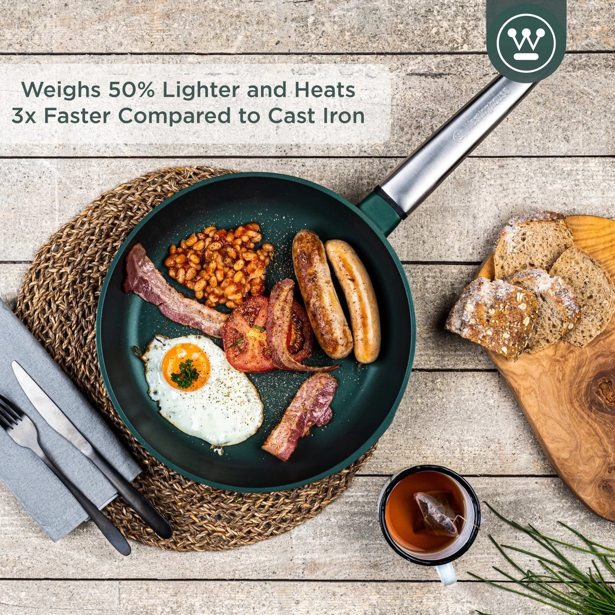 Westinghouse Pannenset - Performance Series Koekenpan 24cm + Koekenpan 28cm - Groen - Koekenpannenset 2-delig - Geschikt Voor Alle Warmtebronnen Inclusief Inductie 4 Westinghouse Pannenset - Performance Series Koekenpan 24cm + Koekenpan 28cm - Groen - Koekenpannenset 2-delig - Geschikt Voor Alle Warmtebronnen Inclusief Inductie - Afbeelding 4