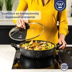 Westinghouse Hapjespan Inductie - Ø 32 Cm - Zwart Marmer - Met Deksel -Aanbiedingen Tefal Winkel 1200x1200 520
