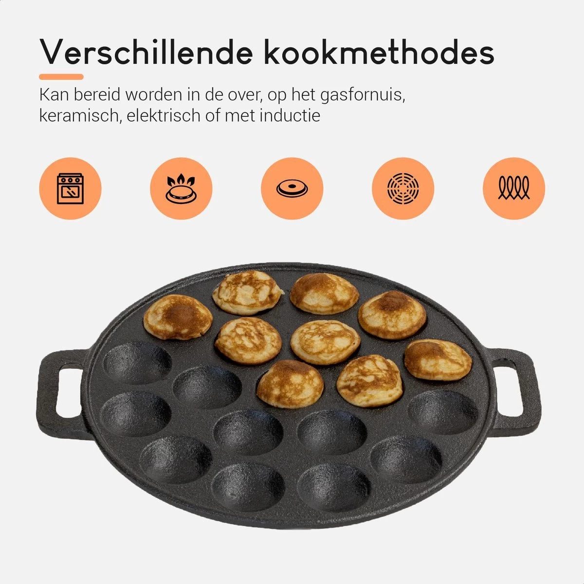 Ocina Poffertjespan– 19 Poffertjes – Poffertjesmaker – Poffertjespan Inductie – Poffertjespan Electrisch – Gietijzeren Pan – Inclusief Warmtebestendige Handvaten– Gratis Receptenboek 4 Ocina Poffertjespan– 19 Poffertjes – Poffertjesmaker – Poffertjespan Inductie – Poffertjespan Electrisch – Gietijzeren Pan – Inclusief Warmtebestendige Handvaten– Gratis Receptenboek - Afbeelding 4