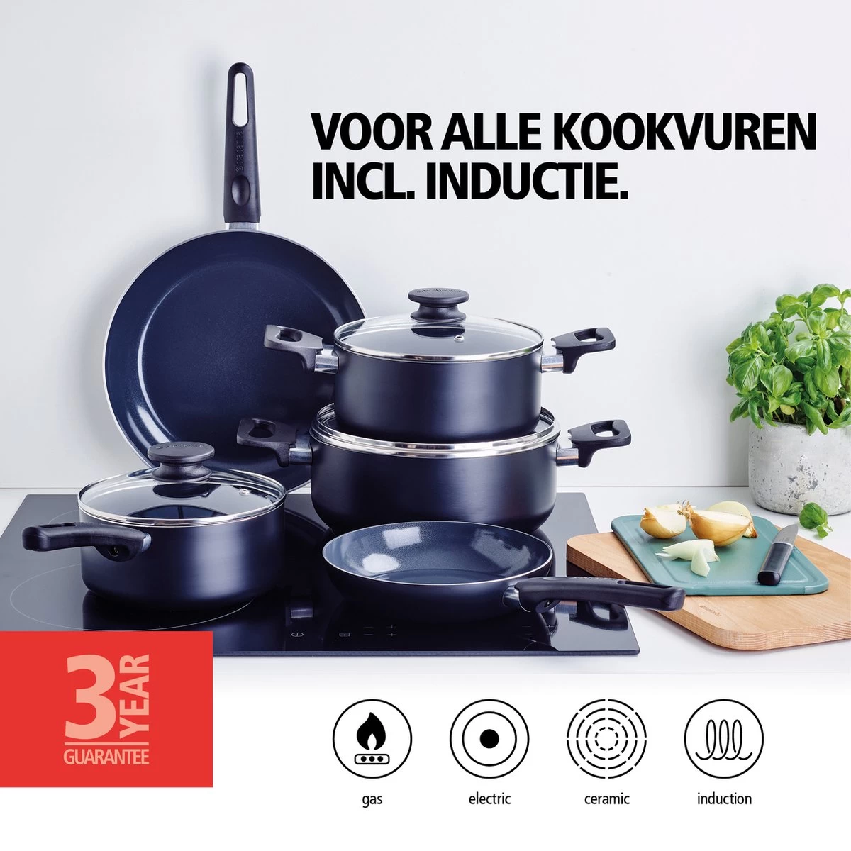 Brabantia Cooking Pleasure Set - 5 Delig - Inductie - Keramische Anti Aanbaklaag - Pfas Vrij 5 Brabantia Cooking Pleasure Set - 5 Delig - Inductie - Keramische Anti Aanbaklaag - Pfas Vrij - Afbeelding 5