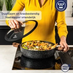 Westinghouse Hapjespan Inductie - Ø 32 Cm - Zwart Marmer - Speciale Editie - Met Deksel -Aanbiedingen Tefal Winkel 1200x1200 747