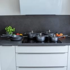 Herenthal Pannenset Inductie - Luxe 10-Delige Pannenset - Kookpotten Voor Alle Warmtebronnen - Kookpan - Pan Inductie Met Glazen Deksels En Koudgrepen - Grijs -Aanbiedingen Tefal Winkel 1200x1200 80