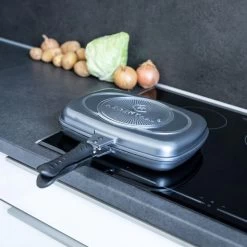 Herenthal Dubbele Grillpan - Ø 28 Cm - Koekenpan - Keramische Pan - Marmeren Coating Met Antiaanbaklaag - PFAS & PFOA Vrij - Pan - Grill - Vermindert Geur, Rook En Oliespatten - Zilver -Aanbiedingen Tefal Winkel 1200x1200 809