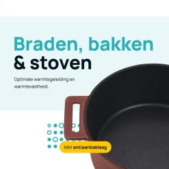 MOA Gietijzeren Braadpan - Inhoud 4,75 Liter - 26CM - Rond - Alle Warmtebronnen - Ook Voor Inductie - Gewicht 5,8 Kg - Bordeaux Rood - MC26BR -Aanbiedingen Tefal Winkel 1200x1200 915