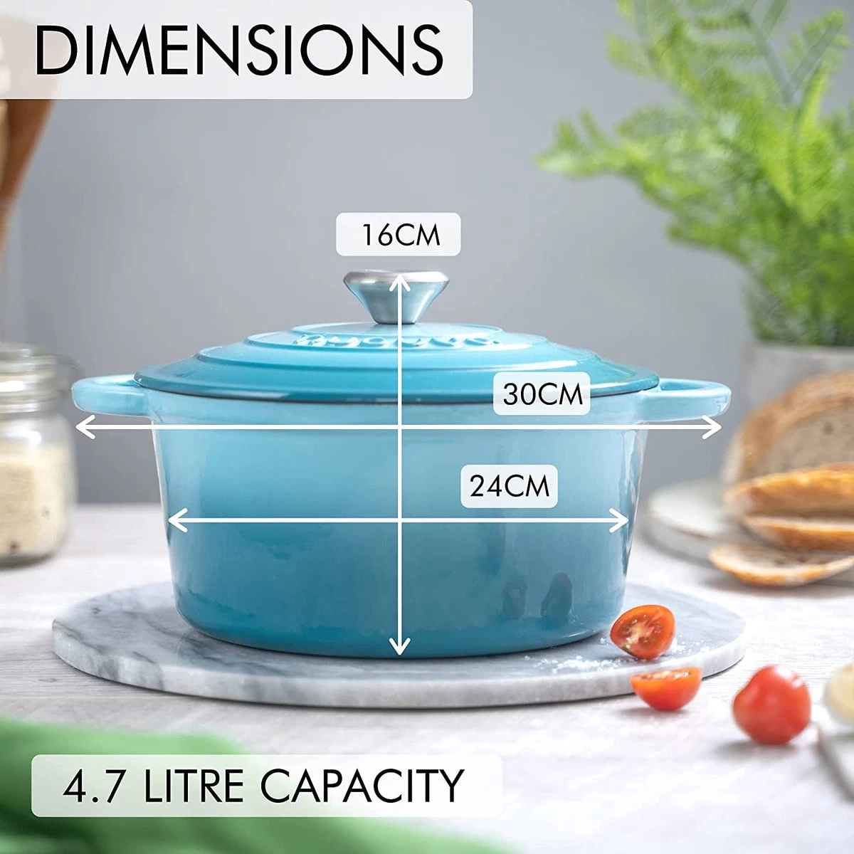 Nuovva Gietijzeren Braadpan Antiaanbaklaag Met Deksel - Sudderpan Blauw - Rond - Ø24 Cm - 4,7 Liter - 100% PFAS & PFOA Vrij - Geschikt Voor Alle Warmtebronnen - Elektrisch - Gas - Halogeen - Inductie – Keramisch 4 Nuovva Gietijzeren Braadpan Antiaanbaklaag Met Deksel - Sudderpan Blauw - Rond - Ø24 Cm - 4,7 Liter - 100% PFAS & PFOA Vrij - Geschikt Voor Alle Warmtebronnen - Elektrisch - Gas - Halogeen - Inductie – Keramisch - Afbeelding 4