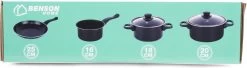 Benson Pannenset 6 Delig - Carbon Staal 0,8 Mm Met Glazen Deksels -Aanbiedingen Tefal Winkel 1200x329 1