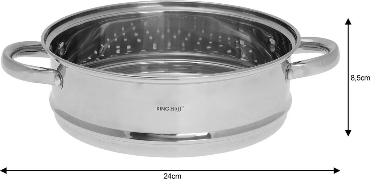 Kinghoff 1536 - Inzet Stoompan - Groentestomer - Vleesstomer - Ø24 X 8.5 Cm 2 Kinghoff 1536 - Inzet Stoompan - Groentestomer - Vleesstomer - Ø24 X 8.5 Cm - Afbeelding 2