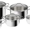 Tefal Intuition Pannenset 5-Pannen Kookset - Steelpan Ø 16 Cm, Kookpan 18/20/24 Cm, Soeppan 22 Cm - Zilver
