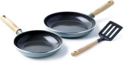 GreenPan Mayflower Koekenpannenset Ø 20cm + Ø 24cm + 1 Accessoire - Lichtblauw - Inductie - PFAS-vrij