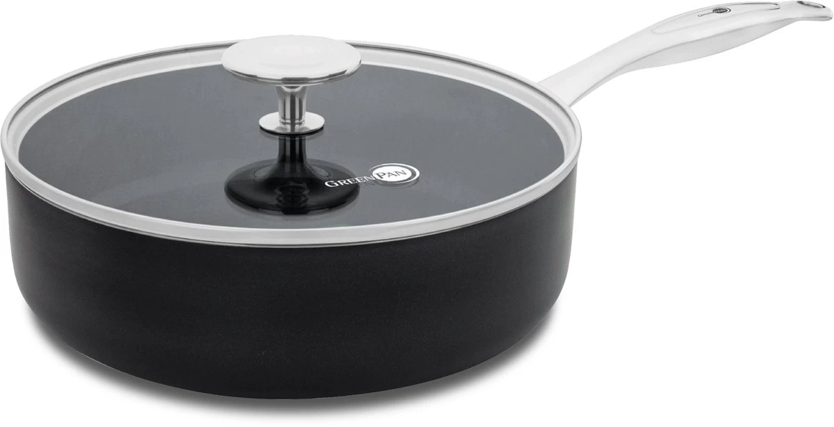 GreenPan Brussels Hapjespan Met Deksel - Ø24 Cm - Keramisch - Inductie 2 GreenPan Brussels Hapjespan Met Deksel - Ø24 Cm - Keramisch - Inductie - Afbeelding 2