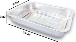 YUGN COMBI Set Braadslede Ovenschaal Combi Braadslee Oven Set - 2x Braadslede Met Rooster Voor Ovengerechten - 36x27x7CM En 40x30x7CM En Inclusief Bakkwast - Cadeau- Cadeautip -Aanbiedingen Tefal Winkel 1200x666 7