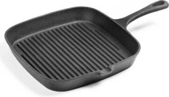 Daumonet Auguste Noir Gietijzeren Grillpan - Steakpan Zwart - PFAS & PFOA Vrij - Vierkant Met Schenktuit - 23,5 Cm - 2 Liter - Emaille - Alle Warmtebronnen - Elektrisch - Gas - Halogeen - Inductie - Keramisch