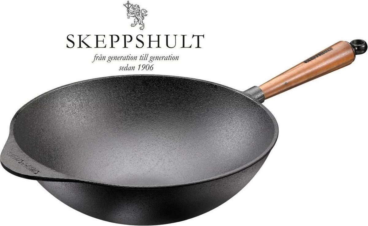 Skeppshult - Wokpan Walnoot Handgreep 32 Cm 1 Skeppshult - Wokpan Walnoot Handgreep 32 Cm