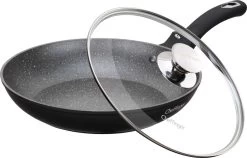 Cheffinger Koekenpan - Met Deksel - Marmeren Coating - 26 Cm - Zwart