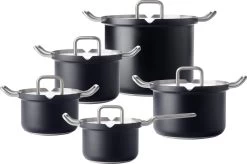 BK Q-linair Master Black Kookpannenset - 5-delig - Veilig Afgietsysteem - Inductie