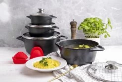 Smile - 8 Delige Pannenset - Antiaanbaklaag - Vaatwasser Bestendig - Geschikt Voor Iedere Kookplaat - MGK-18 - Zwart -Aanbiedingen Tefal Winkel 1200x800 124