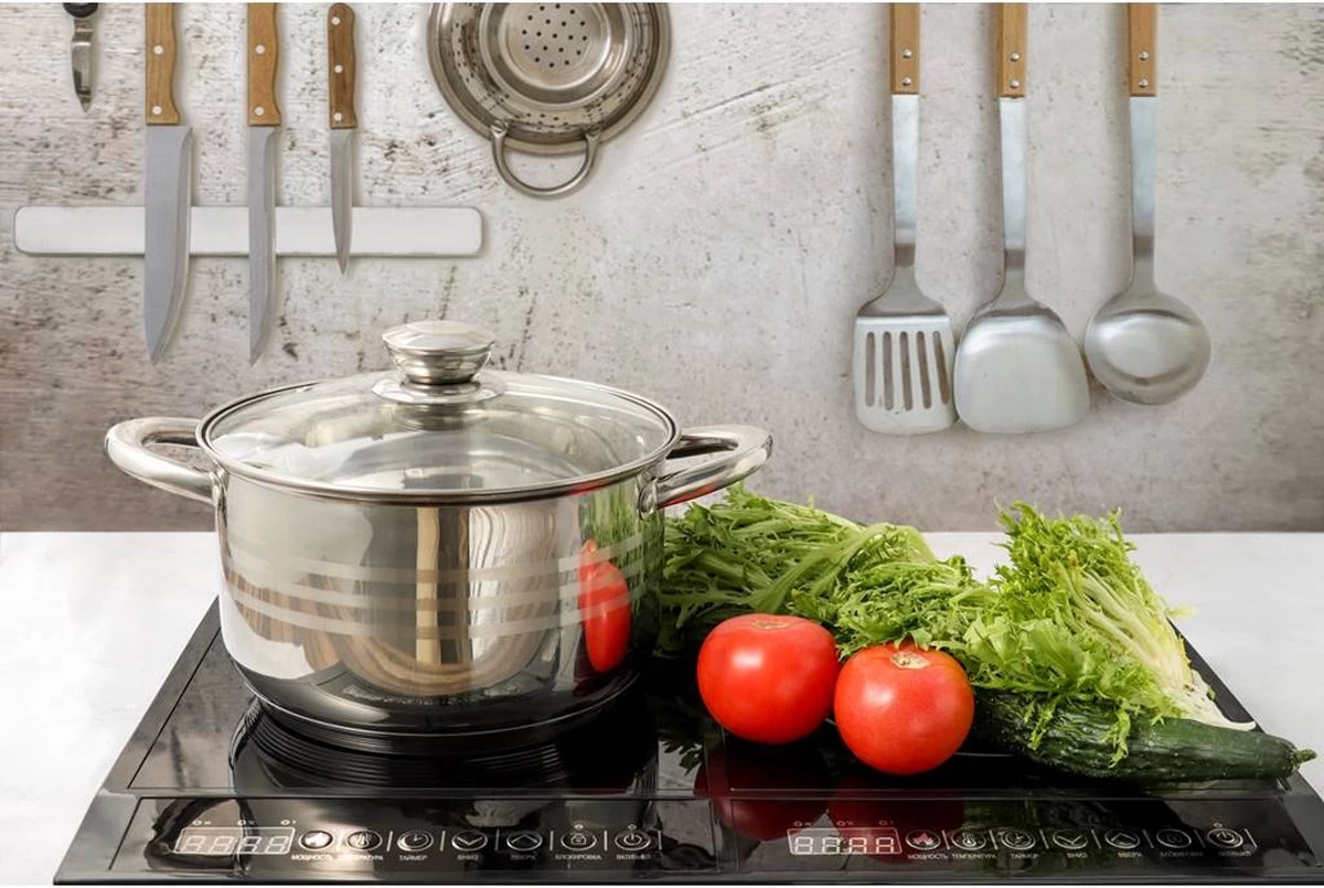 Swiss - Pannenset Inductie 12-delig - Glazen Deksel - RVS Pan / Steelpan / Koekenpan - PFAS-vrij 2 Swiss - Pannenset Inductie 12-delig - Glazen Deksel - RVS Pan / Steelpan / Koekenpan - PFAS-vrij - Afbeelding 2