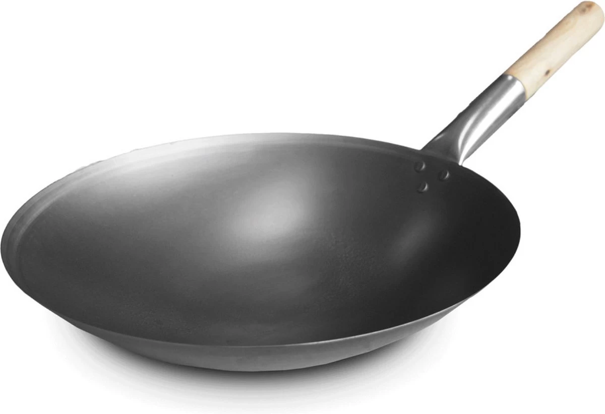 Kitchen Basics Wokpan 40 Cm + Houten Steel 2 Kitchen Basics Wokpan 40 Cm + Houten Steel - Afbeelding 2