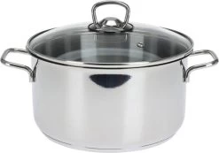 KOOPMAN Roestvrijstalen Pan 4,5 Liter - Met Glazen Deksel
