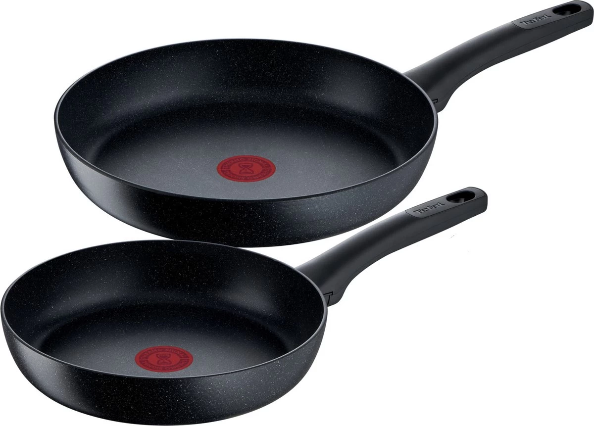 Tefal Black Stone Koekenpannenset - Ø 24/28 Cm 1 Tefal Black Stone Koekenpannenset - Ø 24/28 Cm