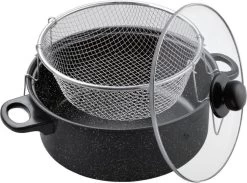 Benson Frituurpan Met Korf - Ø 26 Cm - Carbonstaal Met Marmer Coating